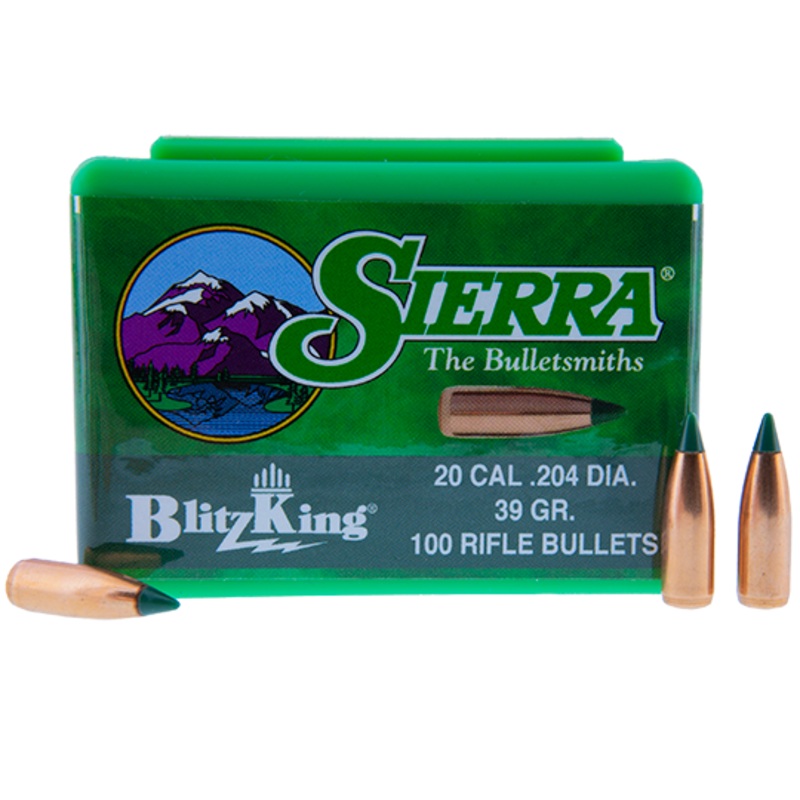 Sierra BlitzKing Bullets 20 Caliber (204 Diameter) 39 Grain Polymer Tip Boat Tail (100pk)