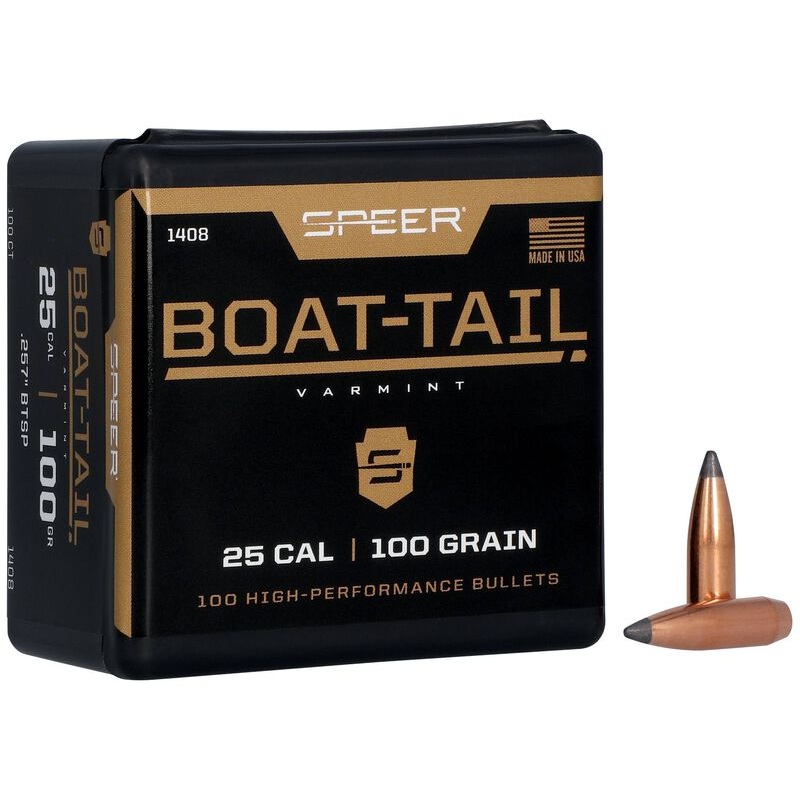 Speer Boat-Tail Bullets 25 Caliber (257 Diameter) 100 Grain Spitzer Boat Tail (100pk)