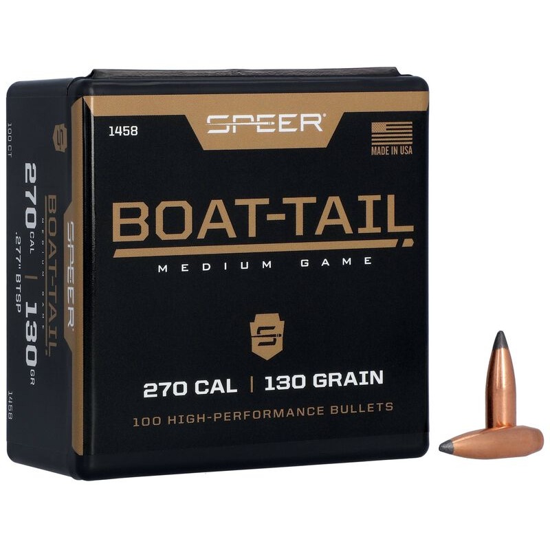 Speer Boat-Tail Bullets 270 Caliber (277 Diameter) 130 Grain Spitzer Boat Tail (100pk)