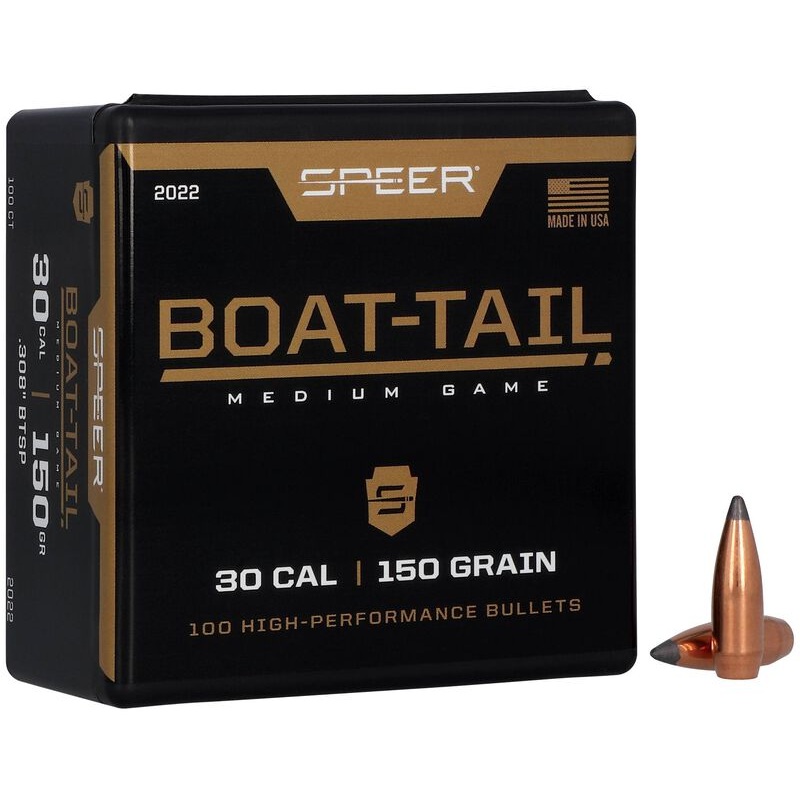 Speer Boat-Tail Bullets 30 Caliber (308 Diameter) 150 Grain Spitzer Boat Tail (100pk)