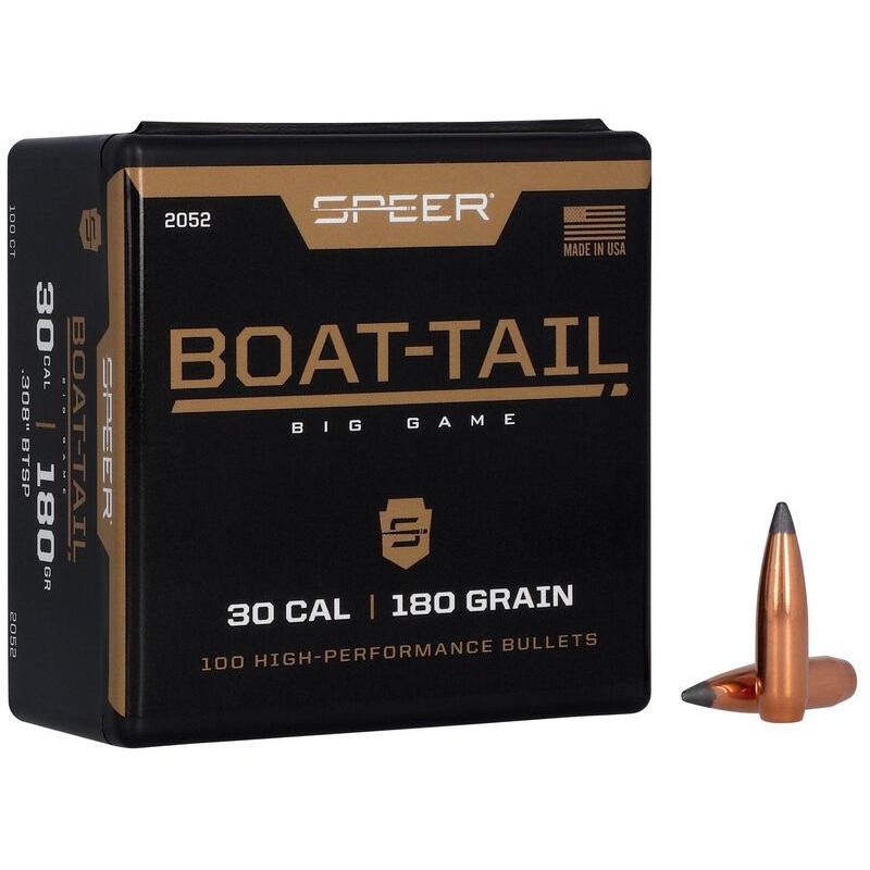 Speer Boat-Tail Bullets 30 Caliber (308 Diameter) 180 Grain Spitzer Boat Tail (100pk)