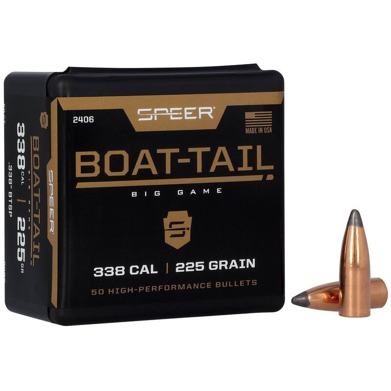 Speer Boat-Tail Bullets 338 Caliber (338 Diameter) 225 Grain Spitzer Boat Tail (50pk)