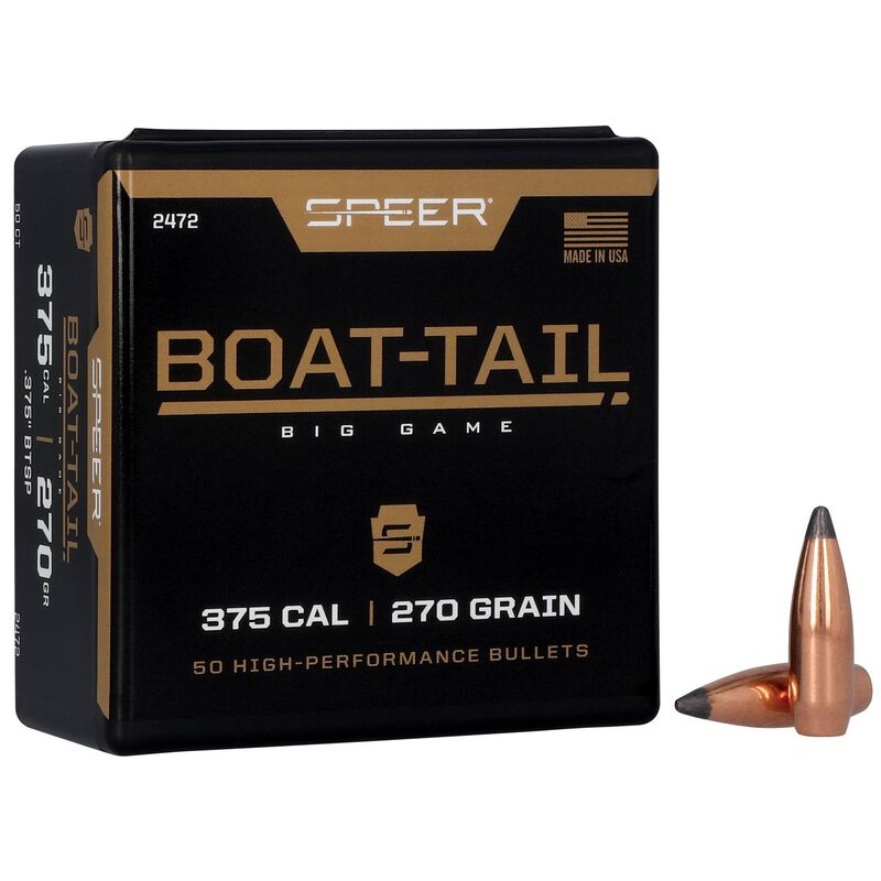 Speer Boat-Tail Bullets 375 Caliber (375 Diameter) 270 Grain Boat Tail Soft Point (50pk)