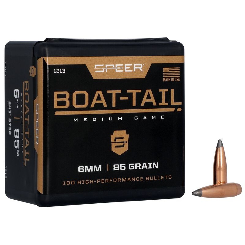 Speer Boat-Tail Bullets 6mm Caliber (243 Diameter) 85 Grain Spitzer Boat Tail (100pk)