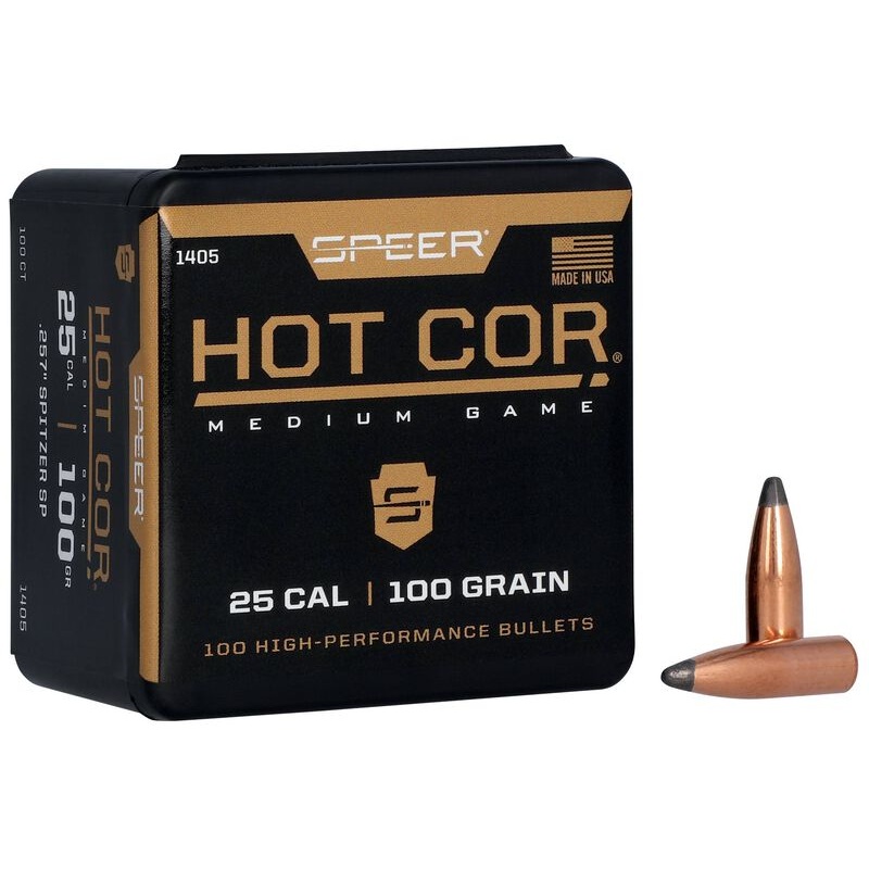 Speer Hot-Cor Bullets 25 Caliber (257 Diameter) 100 Grain Spitzer (100pk)