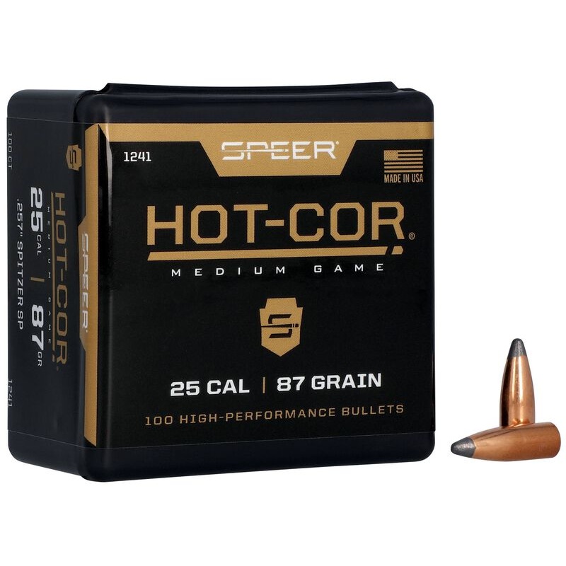 Speer Hot-Cor Bullets 25 Caliber (257 Diameter) 87 Grain Spitzer (100pk)