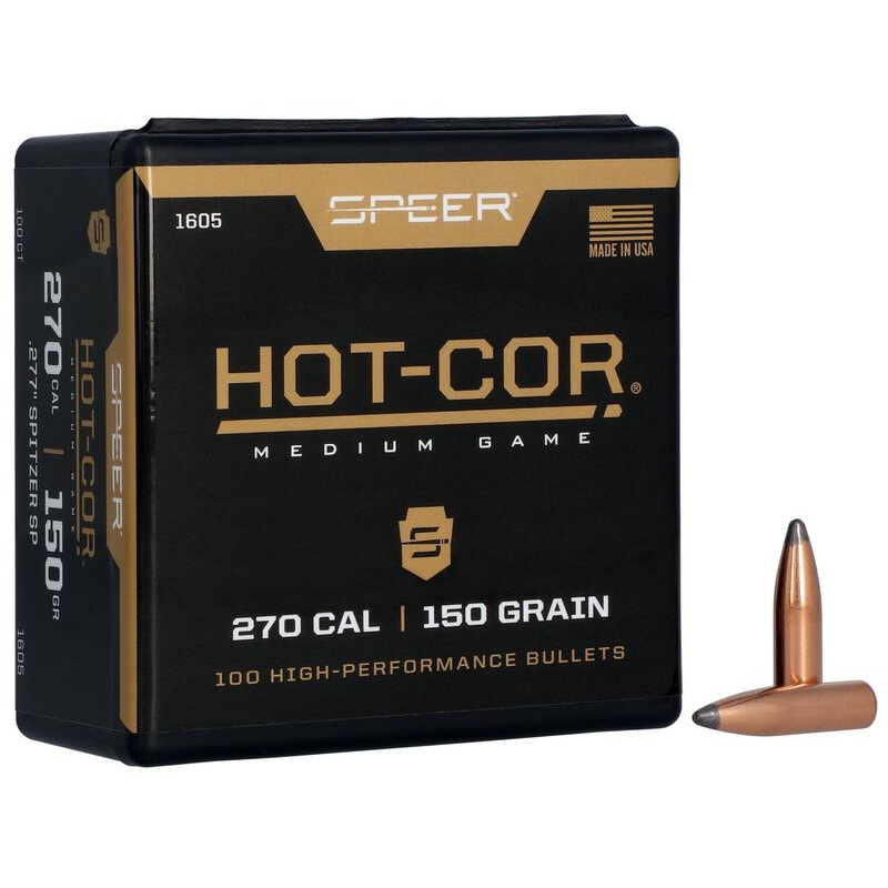 Speer Hot-Cor Bullets 270 Caliber (277 Diameter) 150 Grain Spitzer Soft Point (100pk)