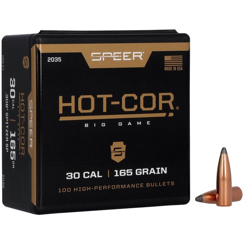 Speer Hot-Cor Bullets 30 Caliber (308 Diameter) 165 Grain Spitzer (100pk)