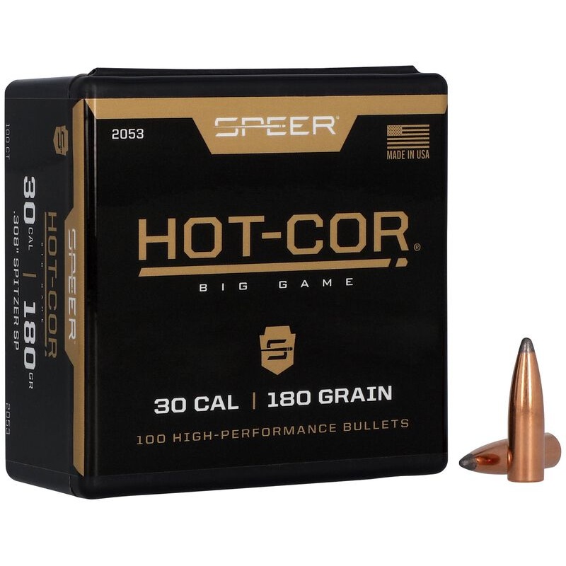 Speer Hot-Cor Bullets 30 Caliber (308 Diameter) 180 Grain Spitzer (100pk)