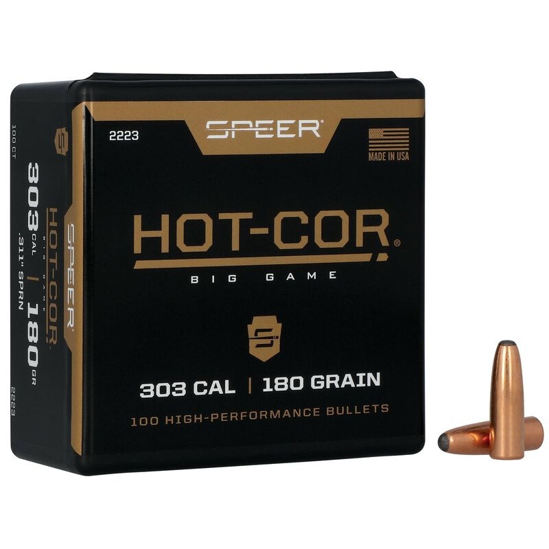 Speer Hot-Cor Bullets 303 Caliber, 7.7mm Japanese (311 Diameter) 180 Grain Round Nose (100pk)