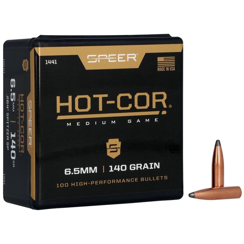Speer Hot-Cor Bullets 6.5mm Caliber (264 Diameter) 140 Grain Spitzer Soft Point (100pk)