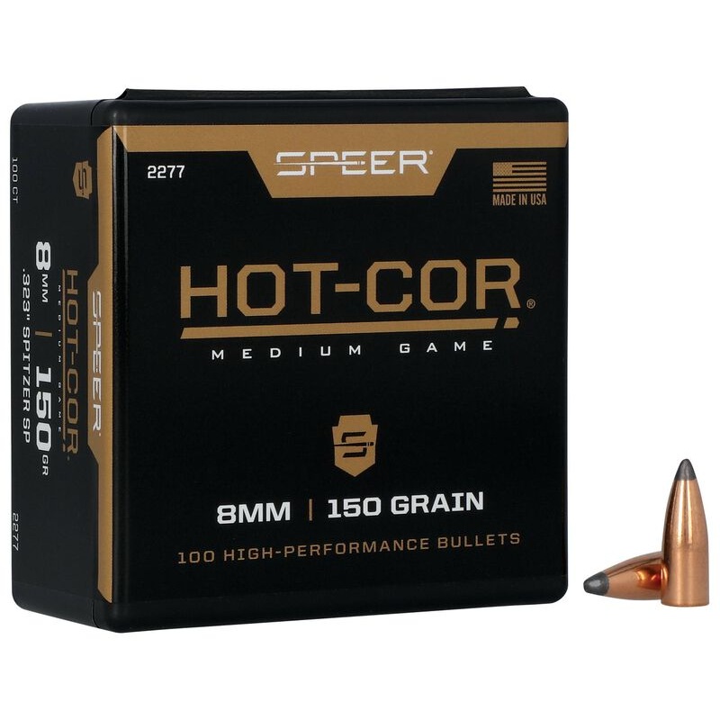 Speer Hot-Cor Bullets 8mm Caliber (323 Diameter) 150 Grain Spitzer (100pk)