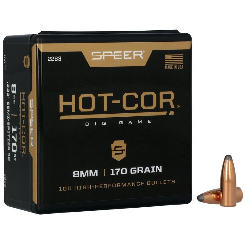 Speer Hot-Cor Bullets 8mm Caliber (323 Diameter) 170 Grain Semi-Spitzer (100pk)