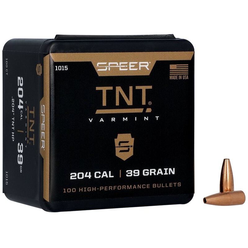 Speer TNT Varmint Bullets 204 Caliber (204 Diameter) 39 Grain Jacketed Hollow Point (100pk)