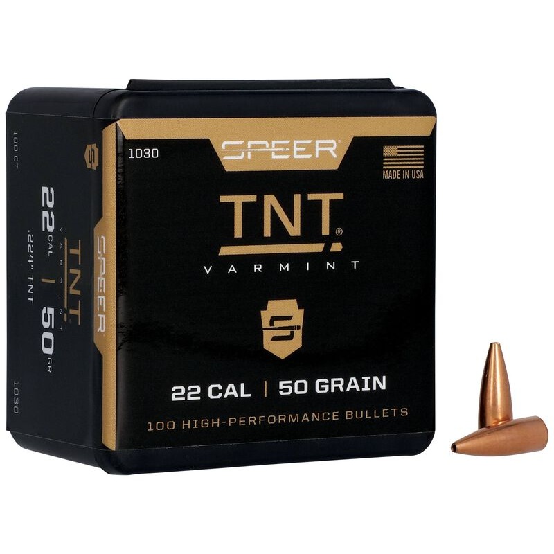 Speer TNT Varmint Bullets 22 Caliber (224 Diameter) 50 Grain Jacketed Hollow Point (100Pk)