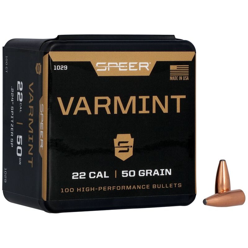 Speer Varmint Bullets 22 Caliber (224 Diameter) 50 Grain Spitzer (100pk)