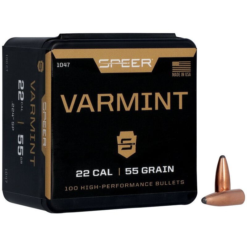 Speer Varmint Bullets 22 Caliber (224 Diameter) 55 Grain Spitzer (100Pk)