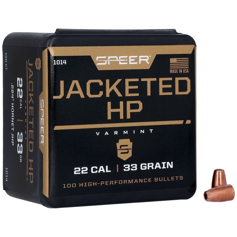 Speer Varmint Bullets 22 Hornet (224 Diameter) 33 Grain Jacketed Hollow Point (100pk)