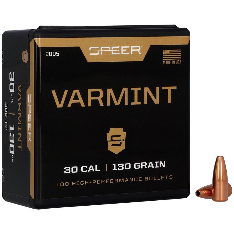 Speer Varmint Bullets 30 Caliber (308 Diameter) 130 Grain Jacketed Hollow Point (100pk)