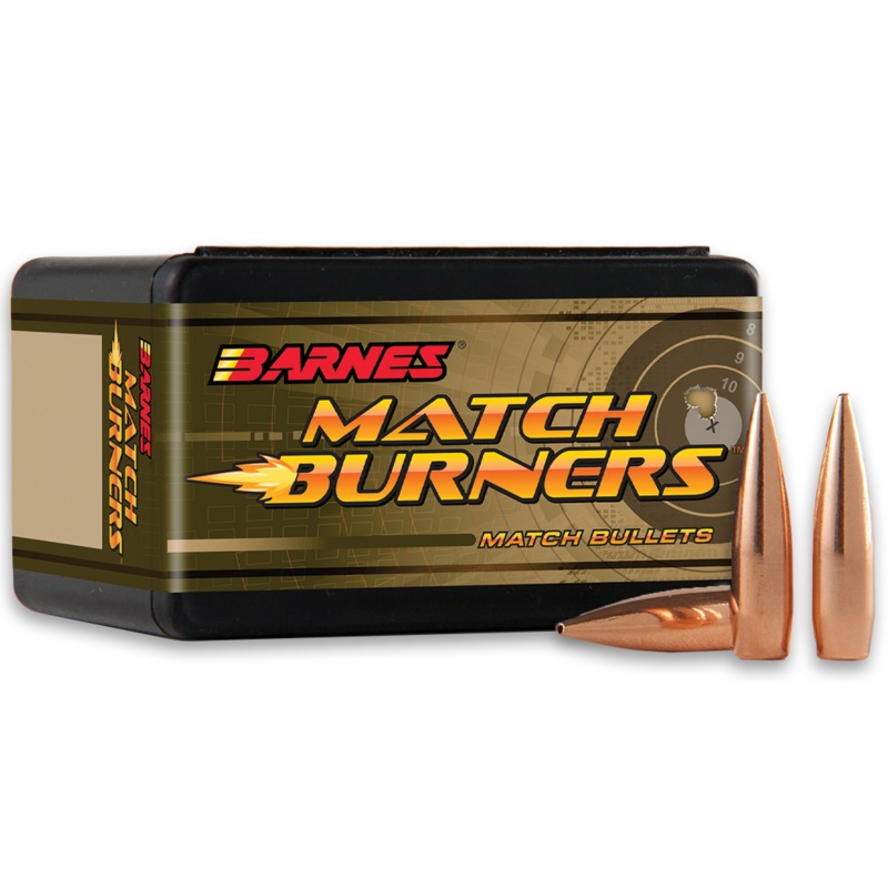 Barnes Match Burner Bullets 22 Caliber (224 Diameter) 52 Grain Flat Base Lead-Free (100pk)
