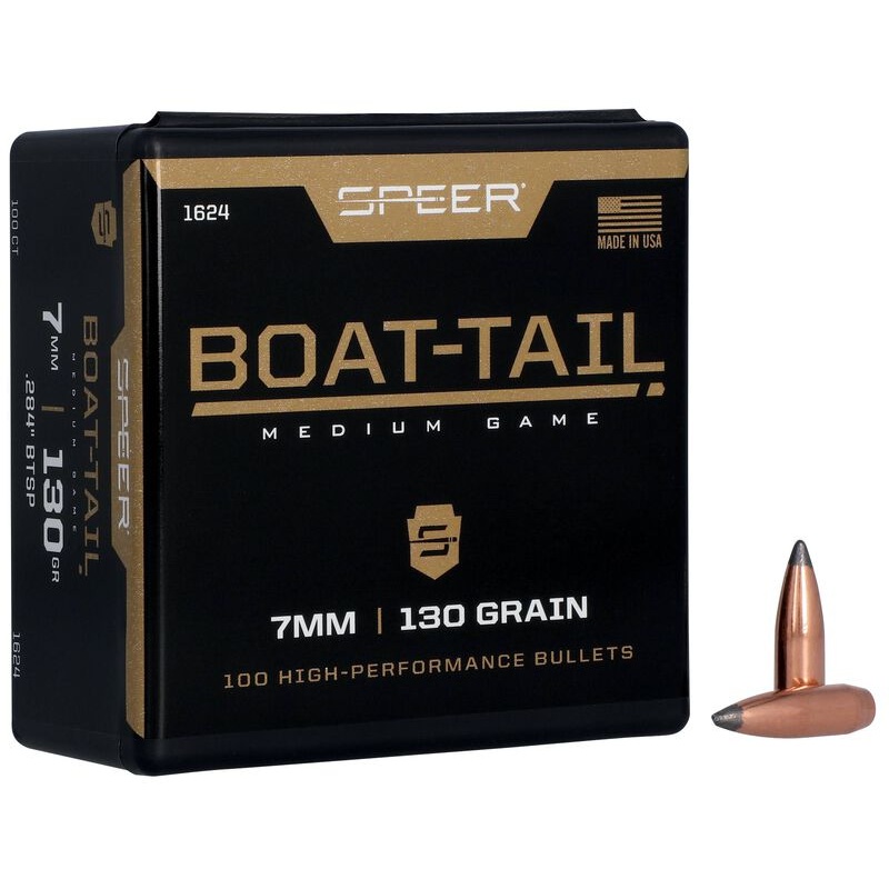 Speer Boat-Tail Bullets 7mm Caliber (284 Diameter) 130 Grain Spitzer Boat Tail (100pk)