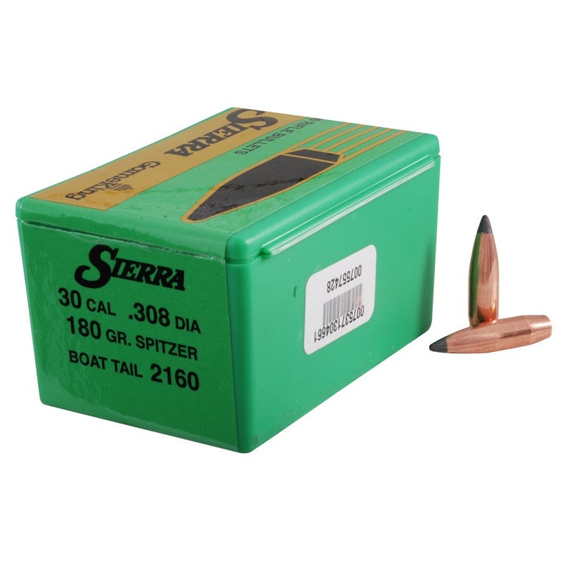 Sierra GameKing Bullets 30 Caliber (308 Diameter) 180 Grain Spitzer Boat Tail (100pk)