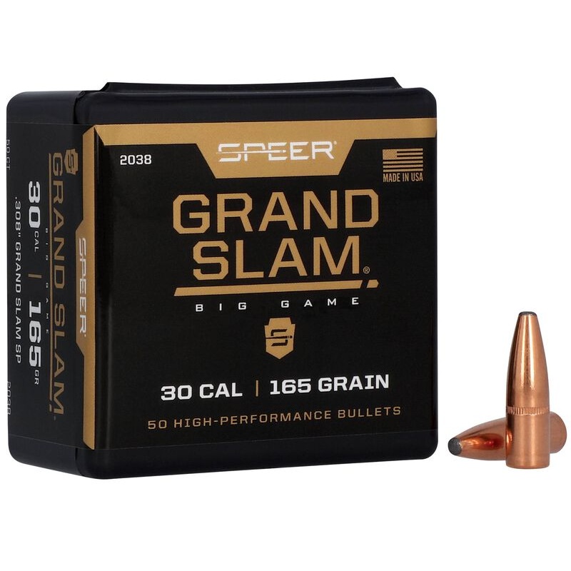 Speer Grand Slam Bullets 30 Caliber (308 Diameter) 165 Grain Jacketed Soft Point (50pk)