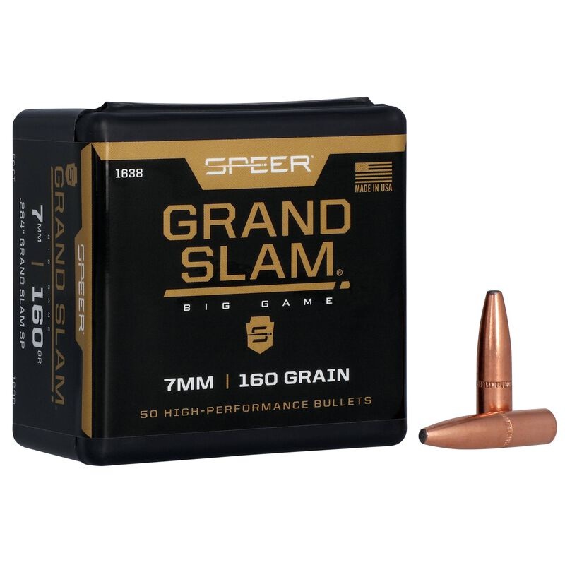 Speer Grand Slam Bullets 7mm Caliber (284 Diameter) 160 Grain Jacketed Soft Point (50pk)