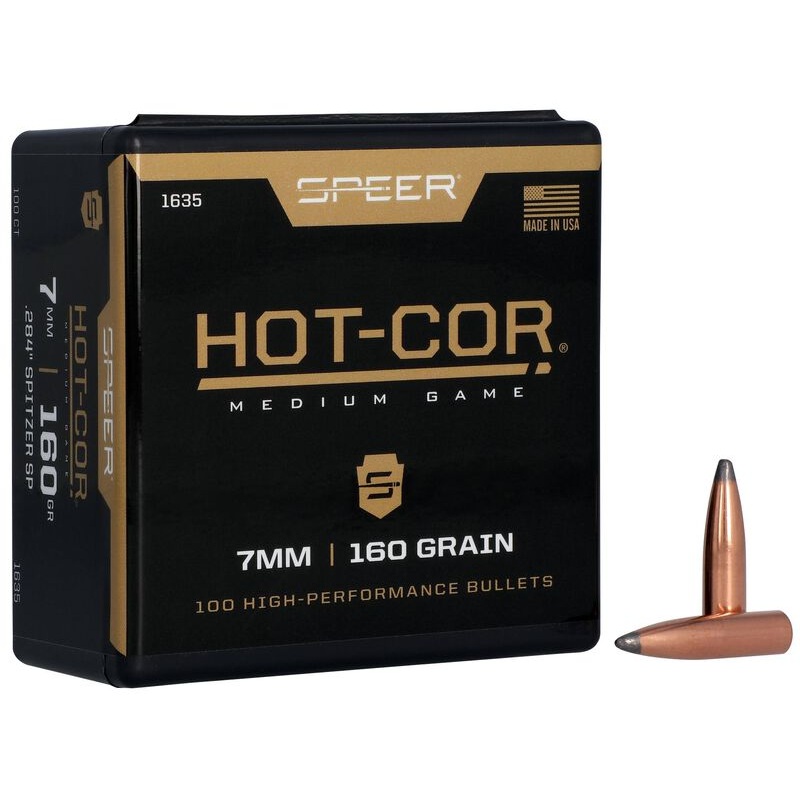 Speer Hot-Cor Bullets 7mm Caliber (284 Diameter) 160 Grain Spitzer Soft Point (100pk)