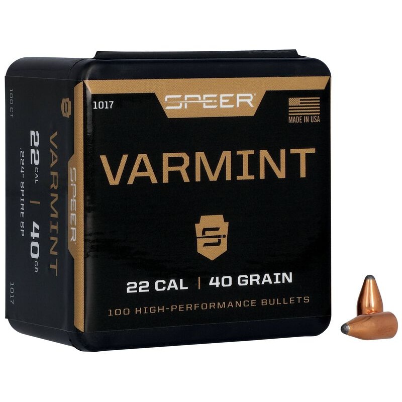 Speer Varmint Bullets 22 Cal (.224 Diameter) 40 Grain Soft Point (100pk)