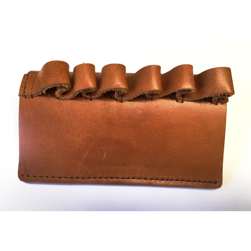Custom Brown Tan Leather Shotshell Cartridge Holder with 6 Loops