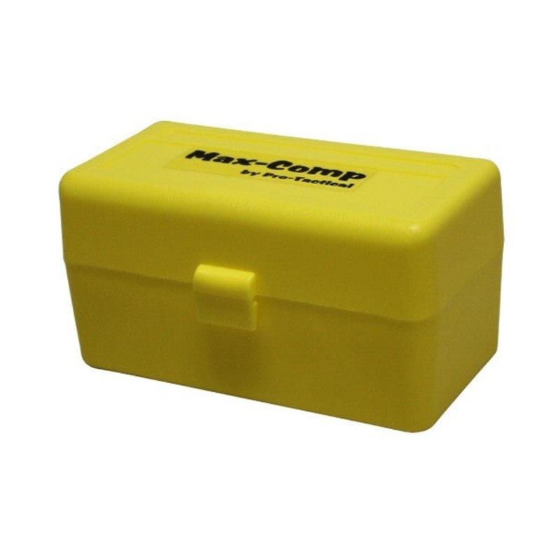 Pro-Tactical Max Comp Ammo Box Medium Rifle 50 Round Yellow Fits 22-250 Remington, 243 Winchester, 308 Winchester