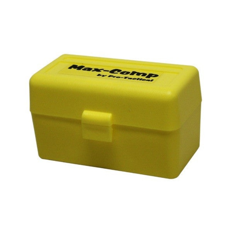 Pro-Tactical Max Comp Ammo Box Small Rifle 50 Round Yellow Fits 17 Remington, 204 Ruger, 223 Remington
