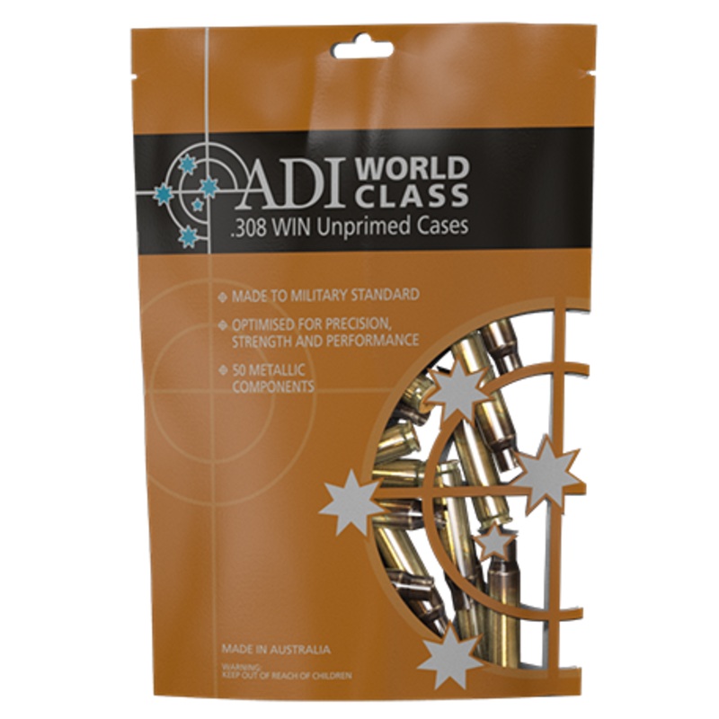 ADI Unprimed Brass Cases 308 Win (50pk)