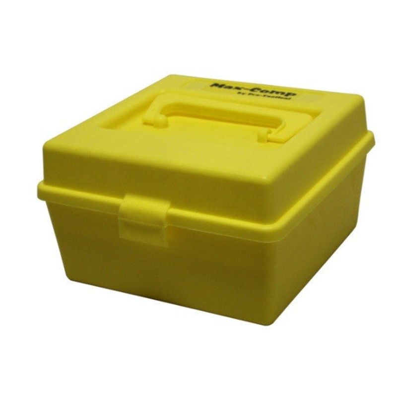 Pro-Tactical Max Comp Ammo Box Medium and Large Rifle 100 Round Yellow Fits 22-250 Remington, 243 Winchester, 308 Winchester