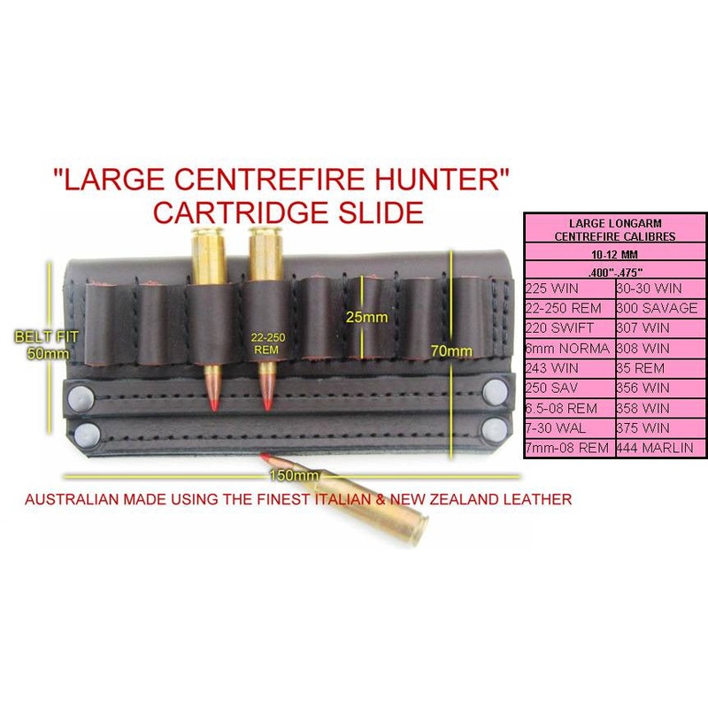 Dingo Leather Open Cartridge Slide for Large Centrefire Brown