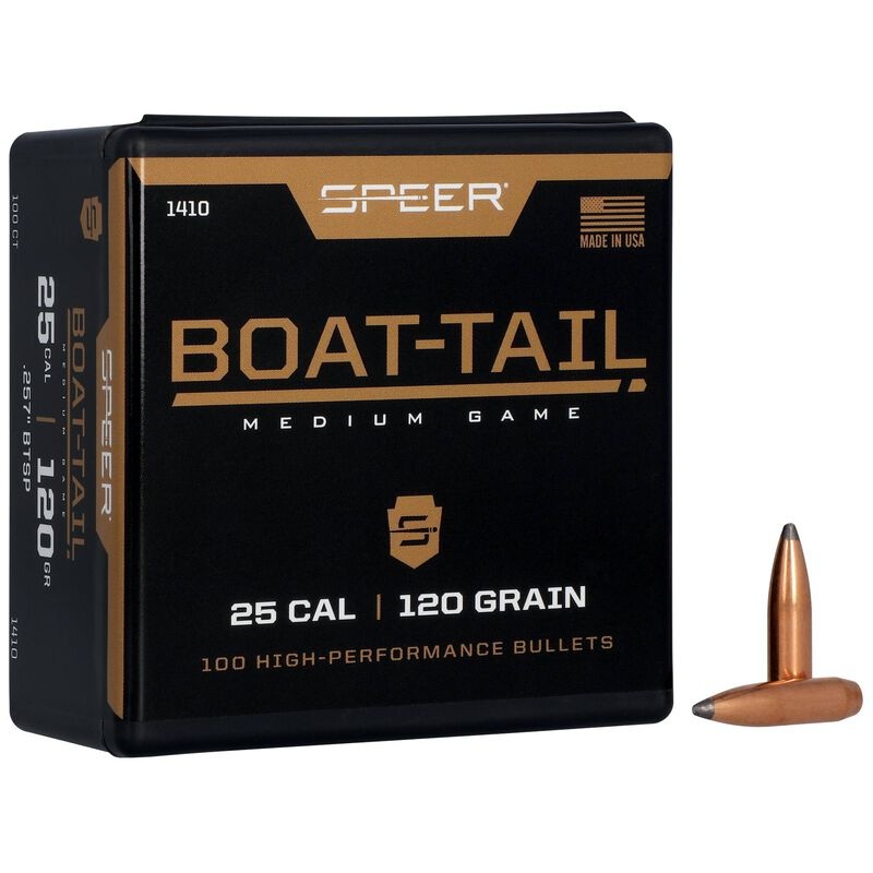 Speer Boat-Tail Bullets 25 Caliber (257 Diameter) 120 Grain Spitzer Boat Tail (100pk)