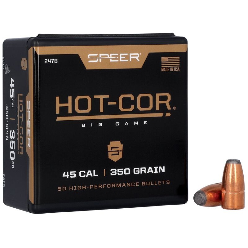 Speer Hot-Cor Bullets 45 Caliber (458 Diameter) 350 Grain Flat Nose (50pk)