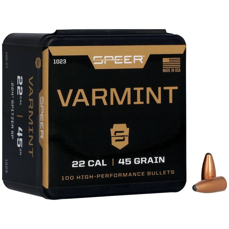 Speer Varmint Bullets 22 Caliber (224 Diameter) 45 Grain Spitzer (100pk)