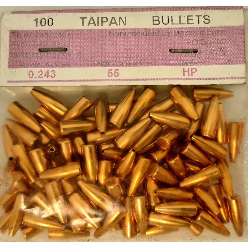 Taipan Bullets 243 Cal (6mm) (.243 Diameter) 55 Grain FBHP (100pk)