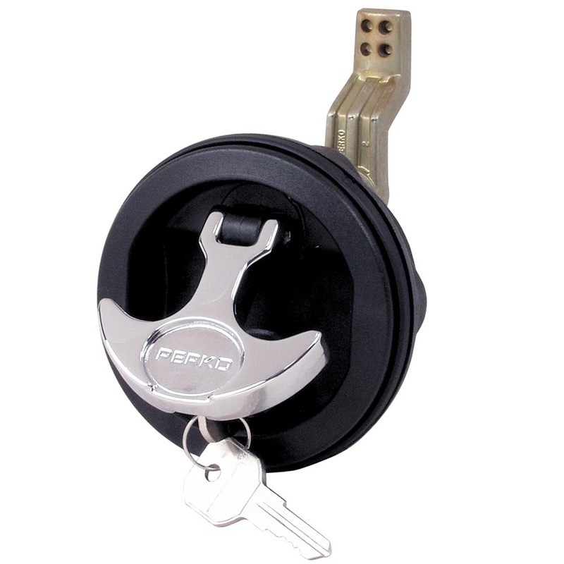 Perko Surface Mount & Latch –  Black Body, Chrome Handle, Offset Cam Bar, 3/4 – 2-3/8 [1091DP1BLK]