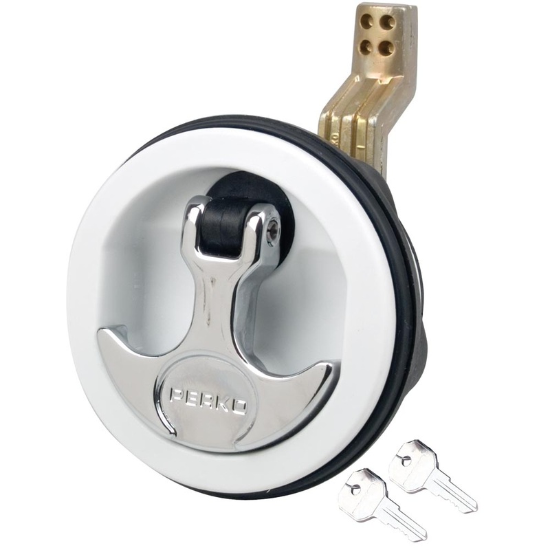 Perko Surface Mount & Latch – White Body, Chrome Handle, Offset Cam Bar, 3/4 – 2-3/8 [1091DP1WHT]