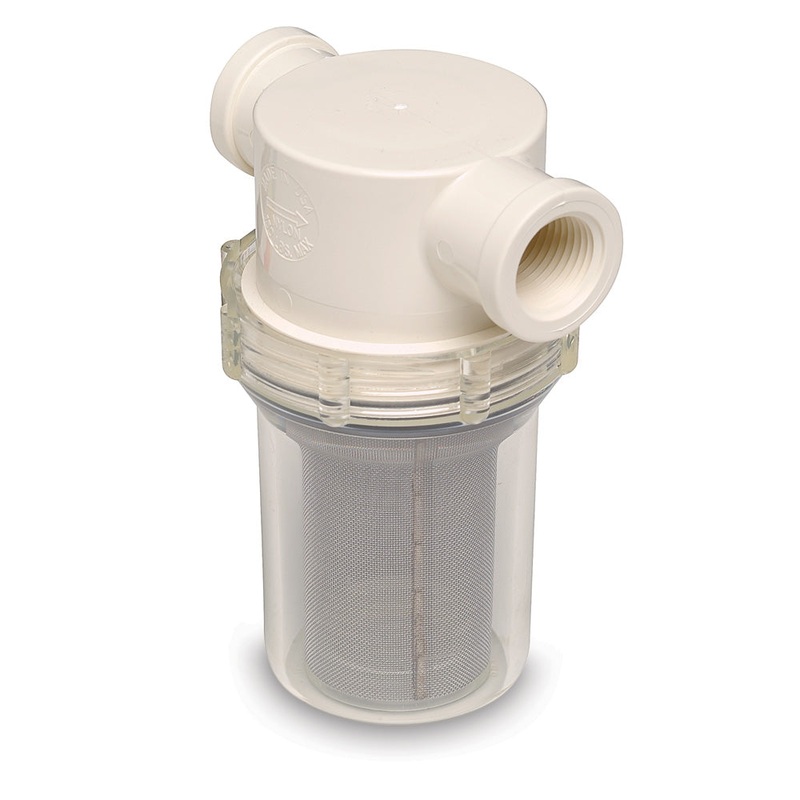 Shurflo by Pentair 1/2 Raw Water Strainer w/Bracket  Fittings – 50 Mesh Screen [253-121-01]