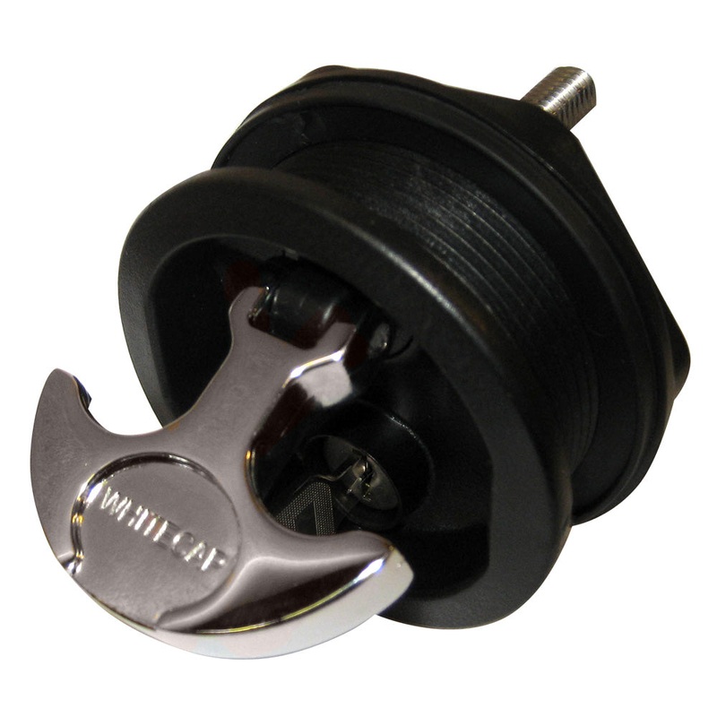 Whitecap T-Handle Latch – Chrome Plated Zamac/Black Nylon – Locking – Freshwater Use Only [S-226BC]