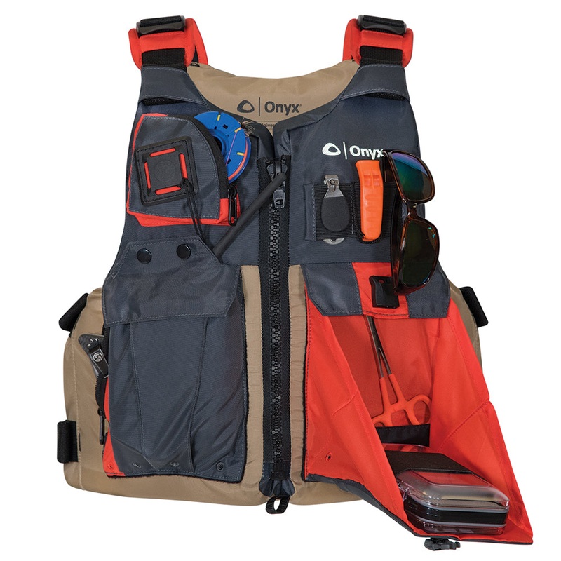 Onyx Kayak Fishing Vest – Adult Universal – Tan/Grey [121700-706-004-17]