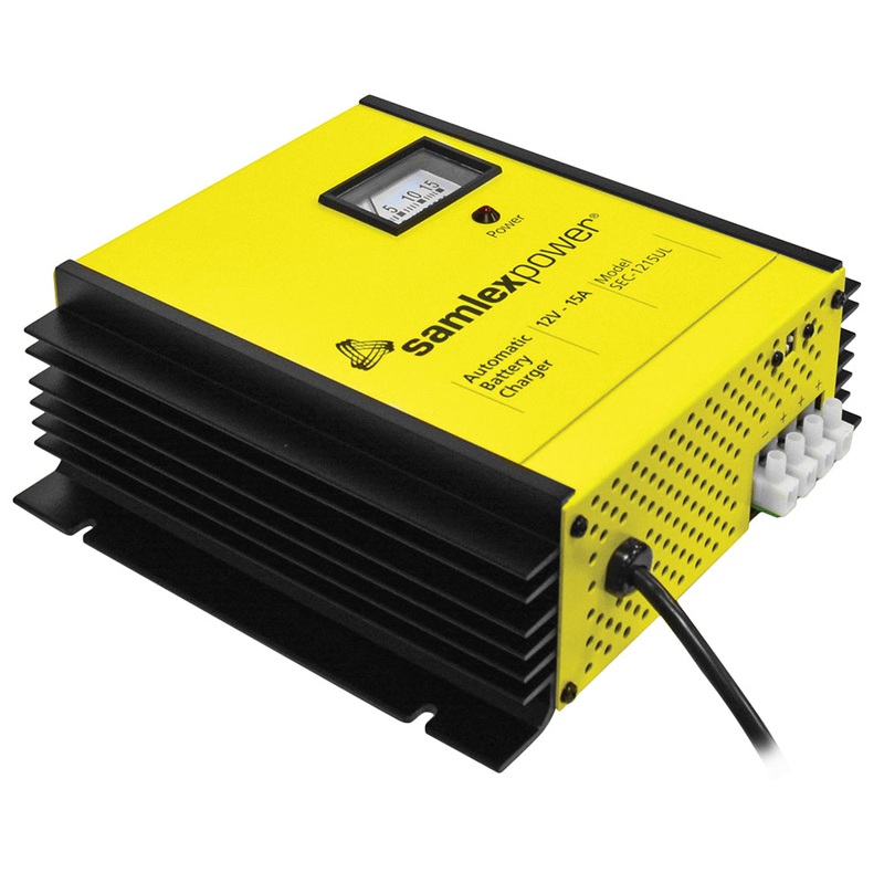 Samlex 15A Battery Charger – 12V – 3-Bank – 3-Stage w/Dip Switch  Lugs [SEC-1215UL]