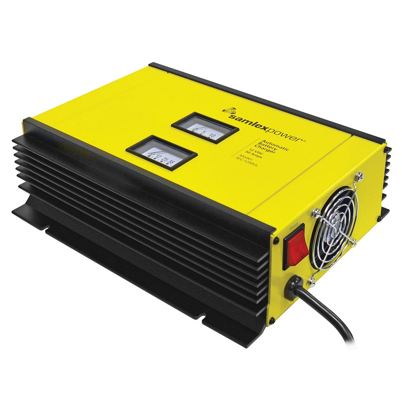 Samlex 50A Battery Charger – 12V – 2-Bank – 3-Stage w/Dip Switch  Lugs – Includes Temp Sensor [SEC-1250UL]