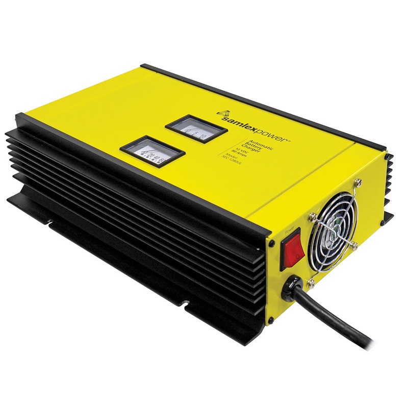 Samlex 80A Battery Charger – 12V – 2-Bank – 3-Stage w/Dip Switch  Lugs – Includes Temp Sensor [SEC-1280UL]