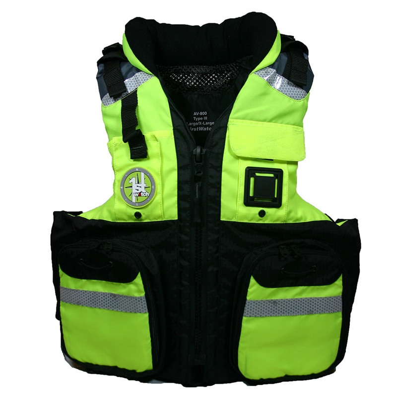 First Watch AV-800 Pro 4-Pocket Vest (USCG Type III) – Hi-Vis Yellow/Black – 2XL/3XL [AV-800-HV-2XL-3XL]