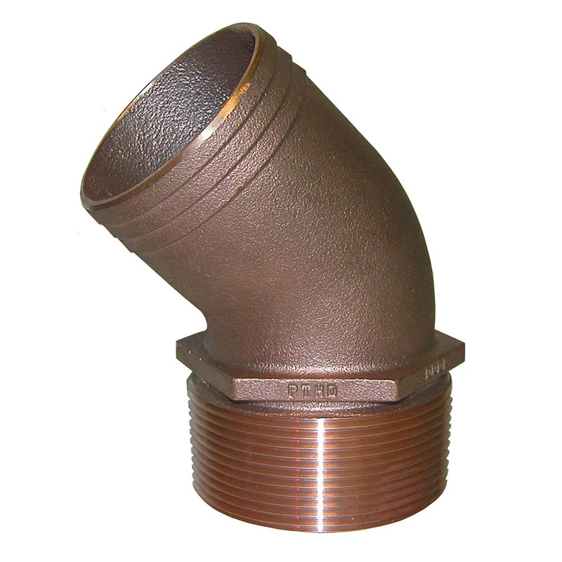 GROCO 1-1/4 NPT Bronze 45 Degree Pipe to 1-1/4 Hose [PTHD-1250]